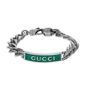 Gucci enamel logo ID link bracelet .925 sterling silver made in Italy